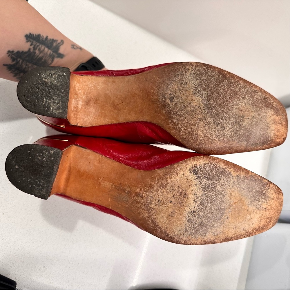 LUXIS Red Leather Vintage Pump Heels sz 8 B - Picture 5 of 8